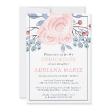 Uitnodiging tot baby, Baptisme, Bloemen