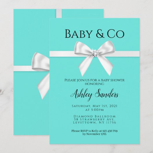 Uitnodiging tot baby & Co-Baby shower (Voorkant / Achterkant)