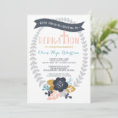 Uitnodiging tot baby, Floral, hedendaags (Staand voorkant)