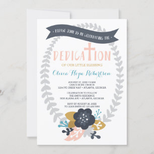 Uitnodiging tot baby, Floral, hedendaags