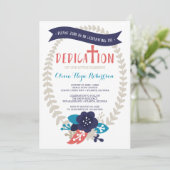 Uitnodiging tot baby, Floral, hedendaags (Staand voorkant)