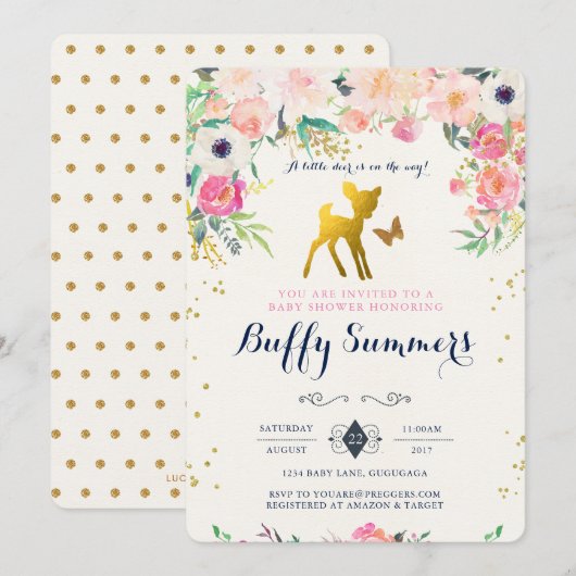 Uitnodiging tot Baby shower (Voorkant / Achterkant)