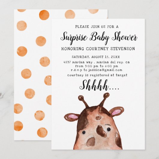 Uitnodiging tot Baby shower (Voorkant / Achterkant)