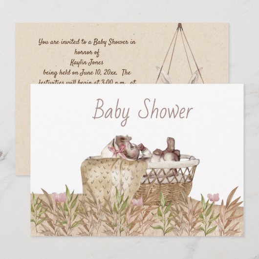 uitnodiging tot Baby shower (Voorkant / Achterkant)