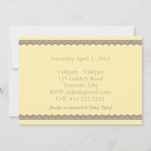 Uitnodiging tot Baby shower (Achterkant)