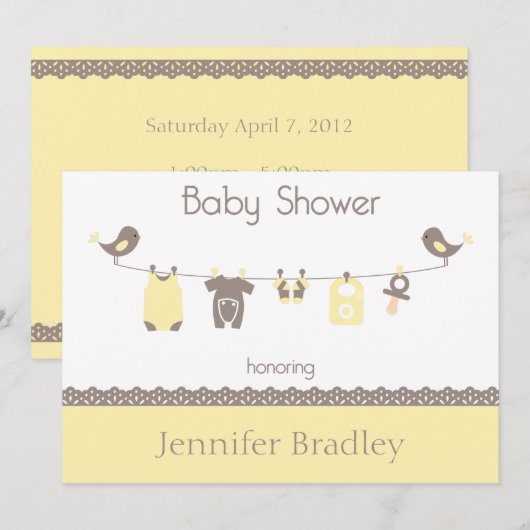 Uitnodiging tot Baby shower (Voorkant / Achterkant)