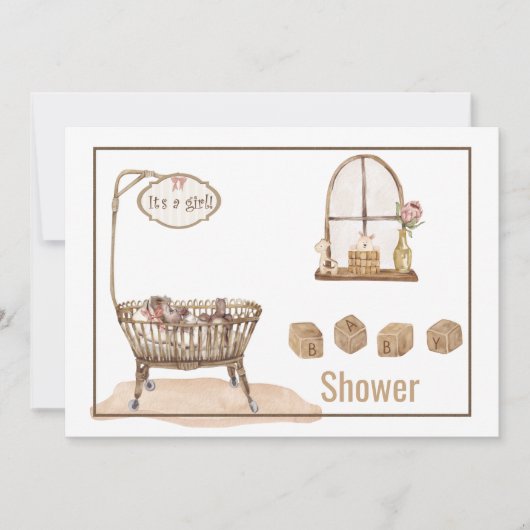  uitnodiging tot Baby shower (Voorkant)