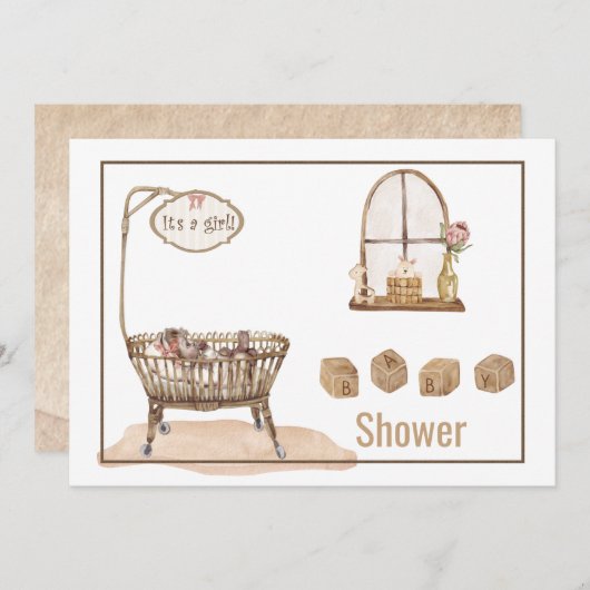  uitnodiging tot Baby shower (Voorkant / Achterkant)