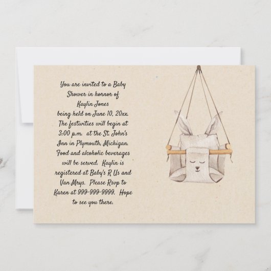  uitnodiging tot Baby shower (Achterkant)