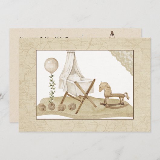 uitnodiging tot Baby shower (Voorkant / Achterkant)