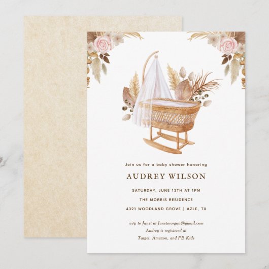 uitnodiging tot Baby shower (Voorkant / Achterkant)