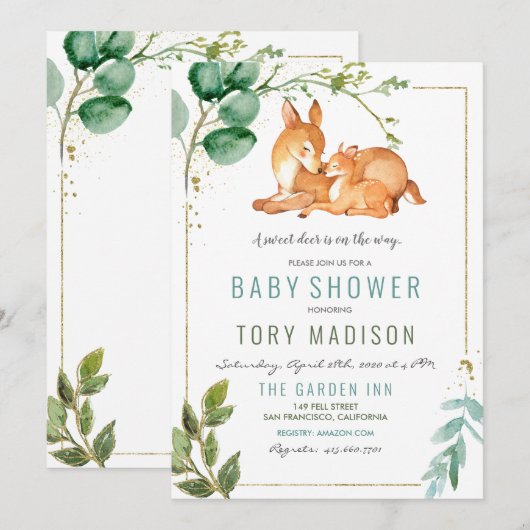 Uitnodiging tot Baby shower (Voorkant / Achterkant)