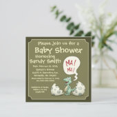 Uitnodiging tot baby shower 106: Dinosaur Baby (Staand voorkant)