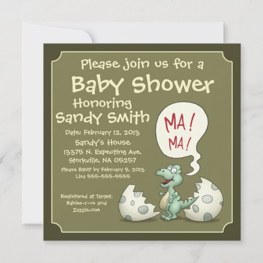 Uitnodiging tot baby shower 106: Dinosaur Baby (Voorkant)