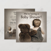 Uitnodiging tot baby shower (2)- Teddy Bear en Bab (Voorkant / Achterkant)