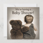 Uitnodiging tot baby shower (2)- Teddy Bear en Bab (Voorkant)