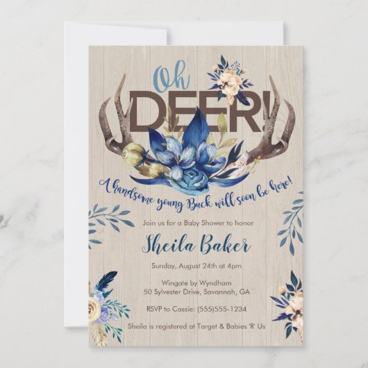 Uitnodiging tot Baby shower - Antlers uitnodigen j (Voorkant)