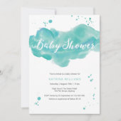 uitnodiging tot baby shower | Aqua waterverf spett (Voorkant)
