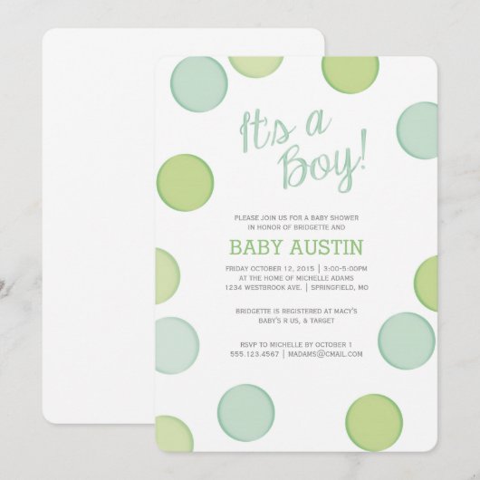 uitnodiging tot baby shower | Baby Boy Bubbles (Voorkant / Achterkant)