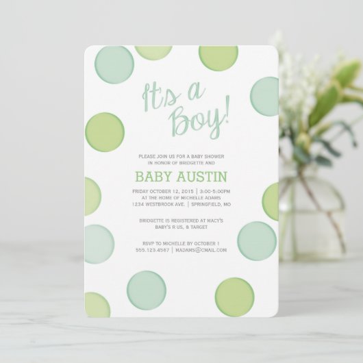 uitnodiging tot baby shower | Baby Boy Bubbles (Staand voorkant)