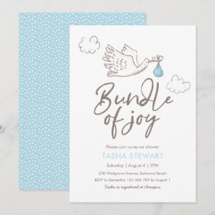 uitnodiging tot baby shower Baby Boy Stork