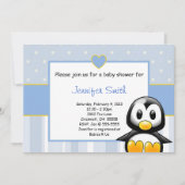 Uitnodiging tot baby shower - Baby Penquin Heart (Voorkant)