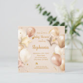 Uitnodiging tot baby shower-ballonnen (Staand voorkant)