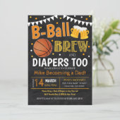 Uitnodiging tot Baby shower Basketball en Beer (Staand voorkant)