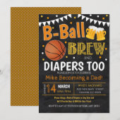 Uitnodiging tot Baby shower Basketball en Beer (Voorkant / Achterkant)