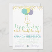 Uitnodiging tot Baby shower bij paasbunny (Voorkant)