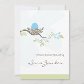 Uitnodiging tot baby shower - Blauwe eieren in de (Voorkant)