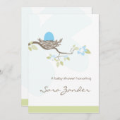 Uitnodiging tot baby shower - Blauwe eieren in de (Voorkant / Achterkant)