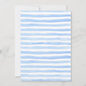 uitnodiging tot baby shower | Blauwe strepen en bl (Achterkant)