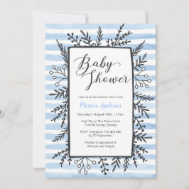 uitnodiging tot baby shower | Blauwe strepen en bl