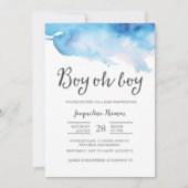 uitnodiging tot baby shower | Boy oh boy aquarel (Voorkant)