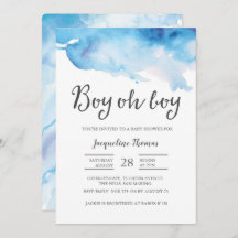 uitnodiging tot baby shower | Boy oh boy aquarel