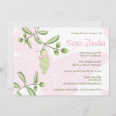 Uitnodiging tot baby shower - Butterfly (Voorkant / Achterkant)