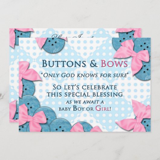 Uitnodiging tot baby shower - Buttonnen en kogels (Voorkant / Achterkant)