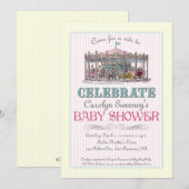  uitnodiging tot Baby shower Carrousel (Voorkant / Achterkant)