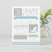 Uitnodiging tot baby shower - Circus Elephant & Ch (Staand voorkant)