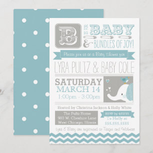 Uitnodiging tot baby shower - Circus Elephant & Ch