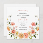 Uitnodiging tot Baby shower Citrus en Flowers (Voorkant / Achterkant)