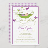 Uitnodiging tot baby shower - Een erwt in een dop (Voorkant / Achterkant)