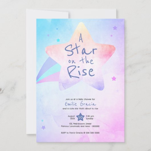 uitnodiging tot baby shower | Een ster in opkomst  (Voorkant)