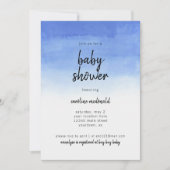 Uitnodiging tot baby shower Eenvoudige Blauwe Ombr (Voorkant)