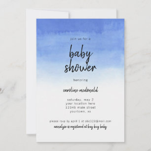 Uitnodiging tot baby shower Eenvoudige Blauwe Ombr