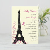 Uitnodiging tot Baby shower Eiffel Tower (Staand voorkant)