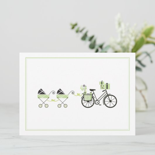 Uitnodiging tot baby shower - fiets- en Baby-vervo (Staand voorkant)