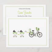 Uitnodiging tot baby shower - fiets- en Baby-vervo (Voorkant / Achterkant)