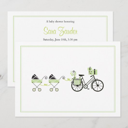 Uitnodiging tot baby shower - fiets- en Baby-vervo (Voorkant / Achterkant)